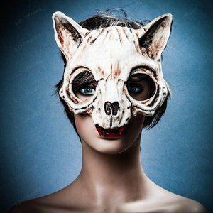 Bloody Teeth Vampire Skull Cat Halloween Costume C